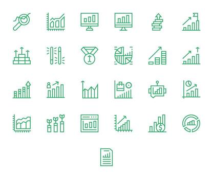 25 Editable Icons themed around Increasing in 128x128 Regular Line format vector