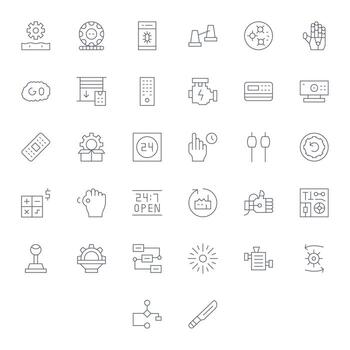 Operation 128x128 Icon Pack with 32 Thin Line Pixel Aligned Elements vector