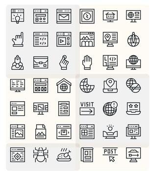 Website featuring 42 64x64 Icons in Regular Line Design vector