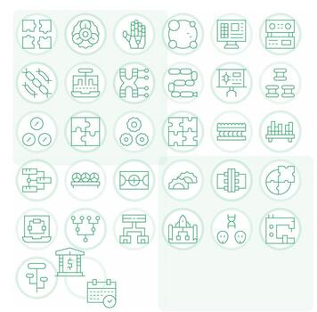 32 Display Perfect Icons themed around Components in Retina Ready Thin Line format vector