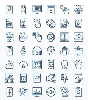 42 Regular Line Pixel Optimized 256x256 Icons from App Suite vector