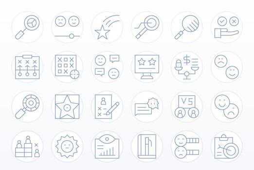 24 256x256 Delgado línea íconos para evaluación con cuadrícula equipado precisión vector