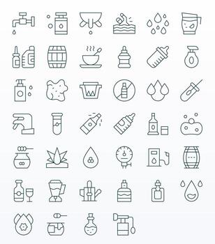 Liquid Design Icons featuring 40 Pixel Aligned Thin Line Style vector