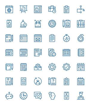 42 128x128 regular línea íconos optimizado para tarea cuadrícula equipado monitor vector