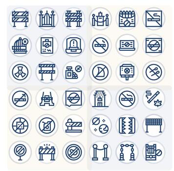 restringido zona icono colección presentando 36 píxel optimizado alto resolución negrita línea diseños vector