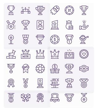 42 128x128 Regular Line Icons optimized for Prize Editable display vector