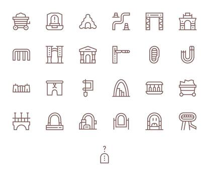 túnel icono repositorio conteniendo 25 regular línea 128x128 cuadrícula equipado gráficos vector