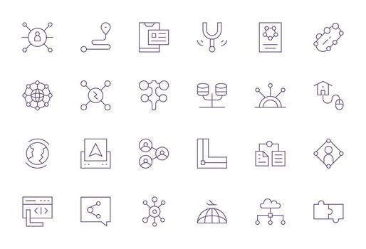 enlace icono conjunto con 24 Delgado línea 64 x 64 píxel optimizado gráficos vector