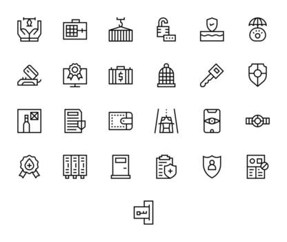 25 PIXEL Perfect Regular Line Icons designed for Secure Interface vector