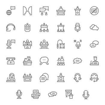 35 High Resolution Regular Line Icons optimized for Talk Display Perfect display vector