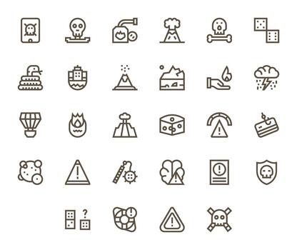 28 Bold Line Pixel Optimized Icons for Risk Graphics vector