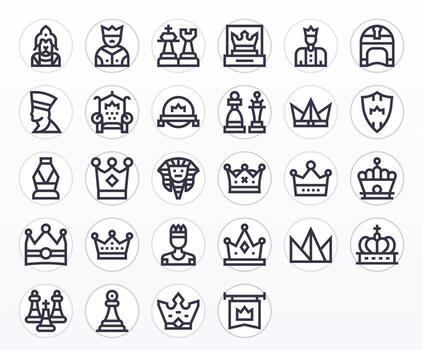 King Icon Toolkit featuring 28 Display Perfect High Resolution Bold Line elements vector