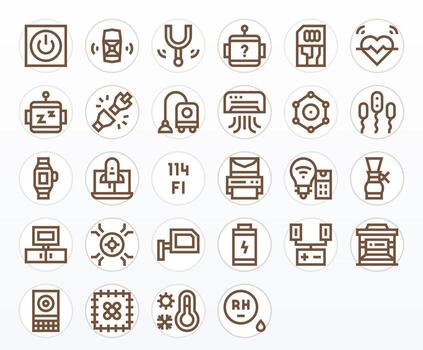 28 Pixel Optimized Icons themed around Device in 128x128 Bold Line format vector