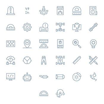 32 Delgado línea íconos diseñado para técnico en 64 x 64 píxel optimizado formato vector