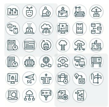 subir gráficos presentando 35 regular línea cuadrícula equipado 128x128 diseños vector