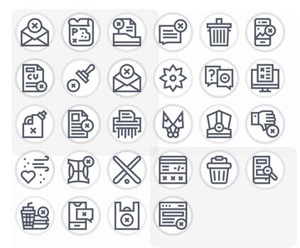 Delete Professional Set with 28 Bold Line PIXEL Perfect High Resolution Icons vector
