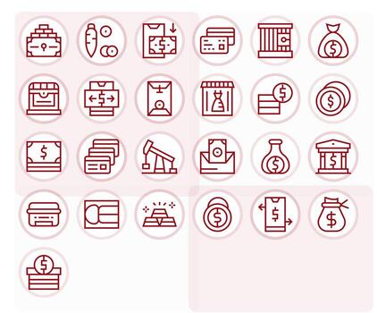 25 256x256 Icons for Deposit in Pixel Aligned Regular Line Format vector