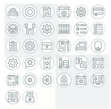 32 Thin Line Pixel Optimized Vectors for Manage Theme