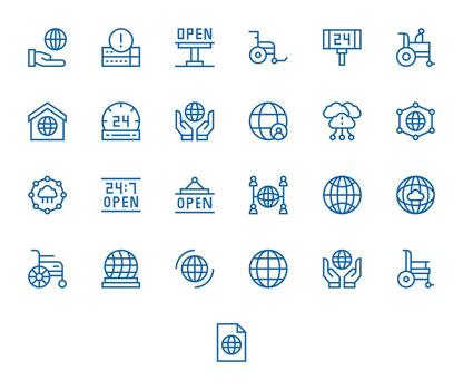 Accessibility Exclusive Set featuring 25 Regular Line Grid Fitted High Resolution Icons vector