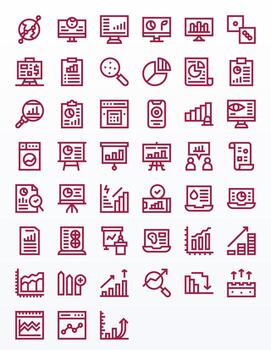 Statistics Icon Set with 45 Bold Line Retina Ready Display Perfect Graphics vector