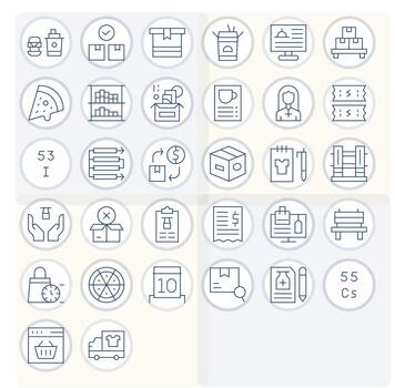 32 64x64 Icons for Order in Grid Fitted Thin Line Format vector