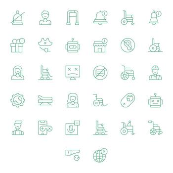 32 Thin Line Icons for Disabled in crisp 128x128 Editable resolution vector