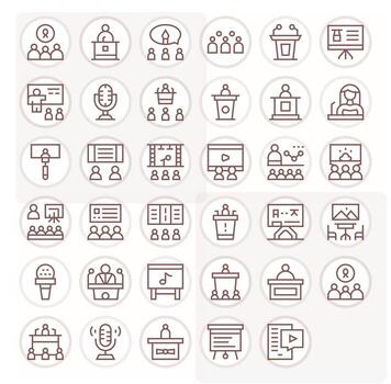 35 Icons inspired by Lecture in PIXEL Perfect Retina Ready Regular Line quality vector