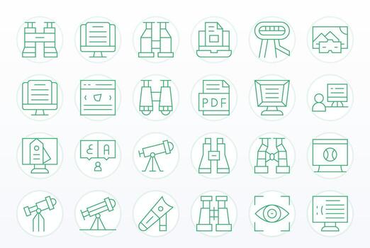 24 Thin Line Icons designed for Viewing in 256x256 Detail Enhanced format vector