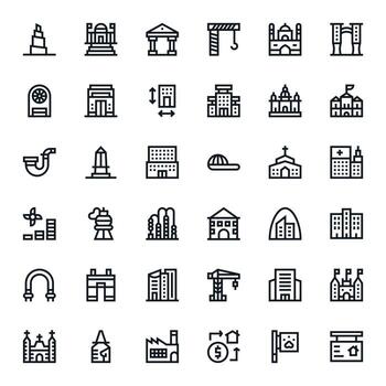 Building Ultimate Package with 36 High Resolution Bold Line PIXEL Perfect Icons vector