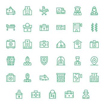 35 Regular Line Icons for Ambulance in crisp High Resolution Display Perfect resolution vector