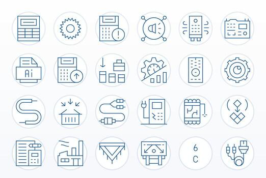 24 High Resolution Editable Icons for Output in Thin Line Theme vector