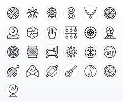 25 Regular Line Grid Fitted Icons tailored for Circular High Resolution interface vector