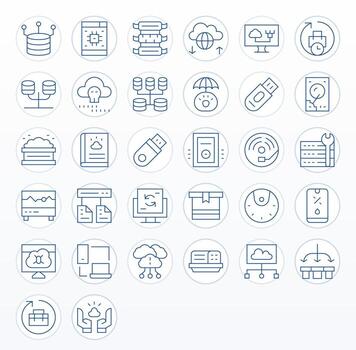 32 128x128 píxel Perfecto íconos para apoyo en Delgado línea tema vector