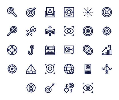 Bold Line Style Target Icons with 28 High Resolution PIXEL Perfect Designs vector