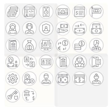 32 64x64 Thin Line Pixel Aligned Icons for Account Projects vector