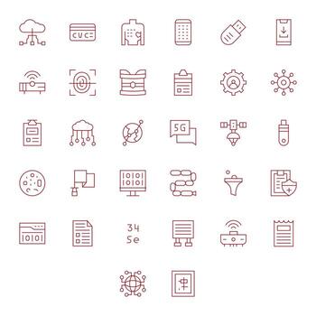 datos completar paquete con 32 128x128 Delgado línea cuadrícula equipado íconos vector