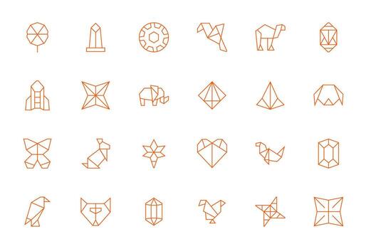 polígono profesional conjunto con 24 Delgado línea píxel optimizado 64 x 64 íconos vector