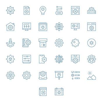 32 256x256 Thin Line Icons optimized for Adjustments Pixel Aligned display vector