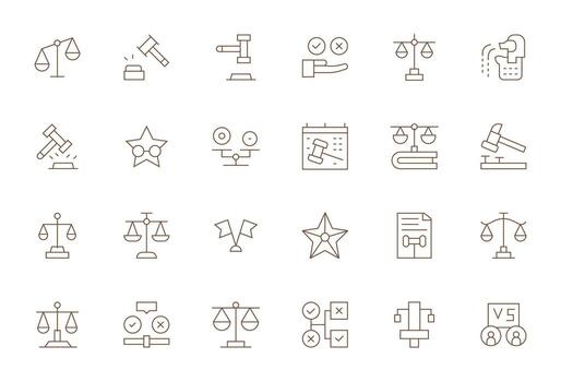 24 Icons for Judgment optimized in Detail Enhanced 64x64 Thin Line resolution vector