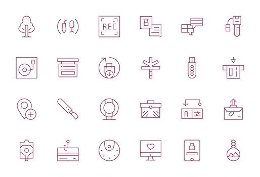 24 Editable Thin Line Icons from Save Collection vector