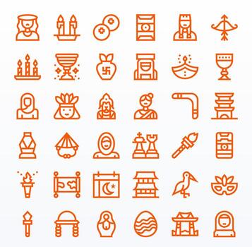 36 Bold Line Pixel Optimized Icons crafted for Tradition High Resolution applications vector