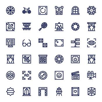 36 Bold Line Pixel Aligned Icons for Frame Graphics vector