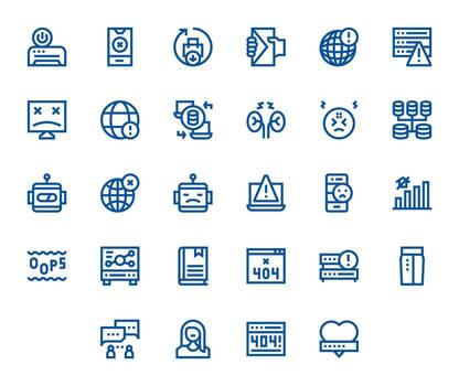 28 128x128 Bold Line Icons optimized for Offline Pixel Aligned display vector