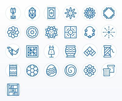 Regular Line Style Pattern Icons with 25 64x64 Pixel Optimized Designs vector