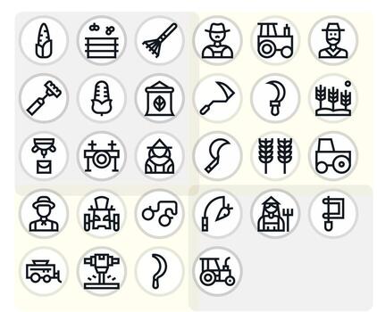 28 High Resolution Display Perfect Icons for Harvesting in Bold Line Theme vector