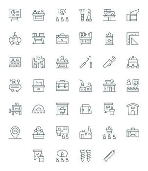 Workshop Essential Set including 40 Grid Fitted Thin Line 256x256 Icons vector