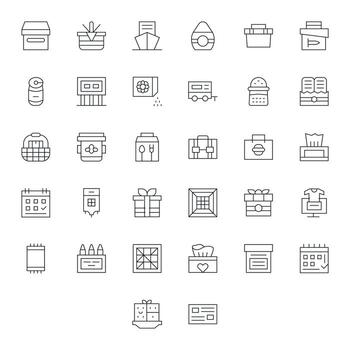 32 Thin Line Display Perfect Icons crafted for Box 64x64 applications vector