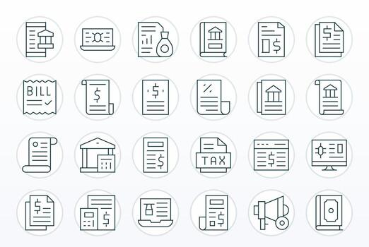 Statement Icon Set with 24 Thin Line High Resolution Pixel Optimized Graphics vector