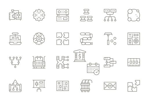 24 Delgado línea píxel optimizado 64 x 64 íconos desde componentes suite vector