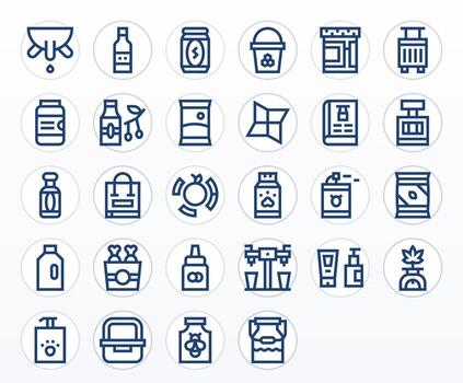 28 Icons for Packaging optimized in Pixel Optimized 64x64 Bold Line resolution vector